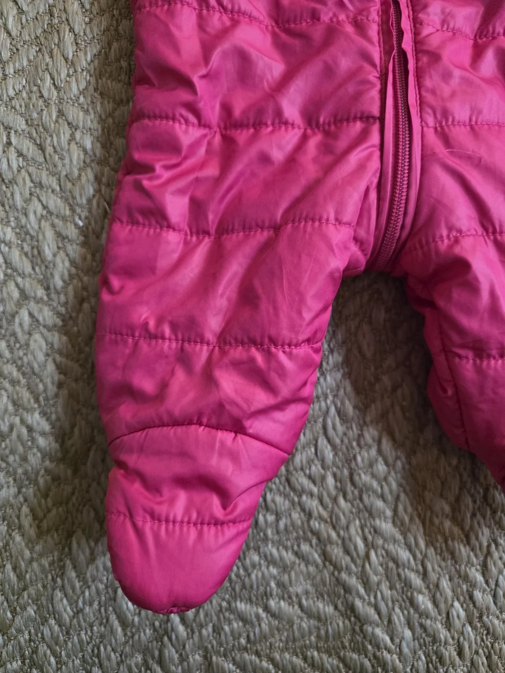 Infant Berry Pink Hooded Quilted One-Piece Snowsuit